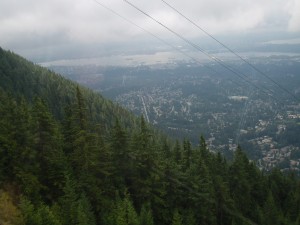 on the skyride to grouse mountain