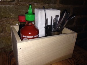 mason and mug table sriracha