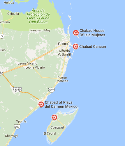 Chabad-map-Cancun-Riviera-Maya-Cozumel-Playa-del-Carmen-Isla-Mujeres-Mexico  • YeahThatsKosher