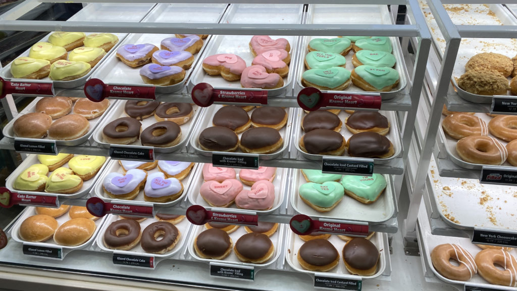 donuts in a display case