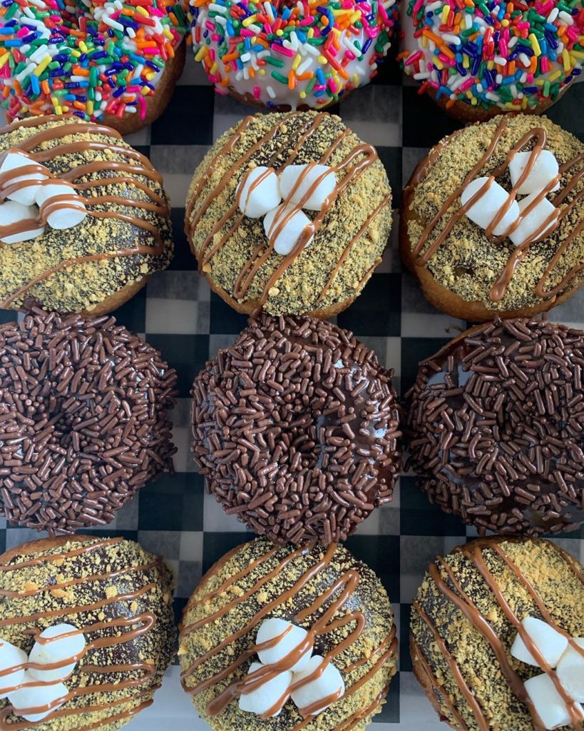 Smores donuts, donuts with rainbow and chocolate sprinkles