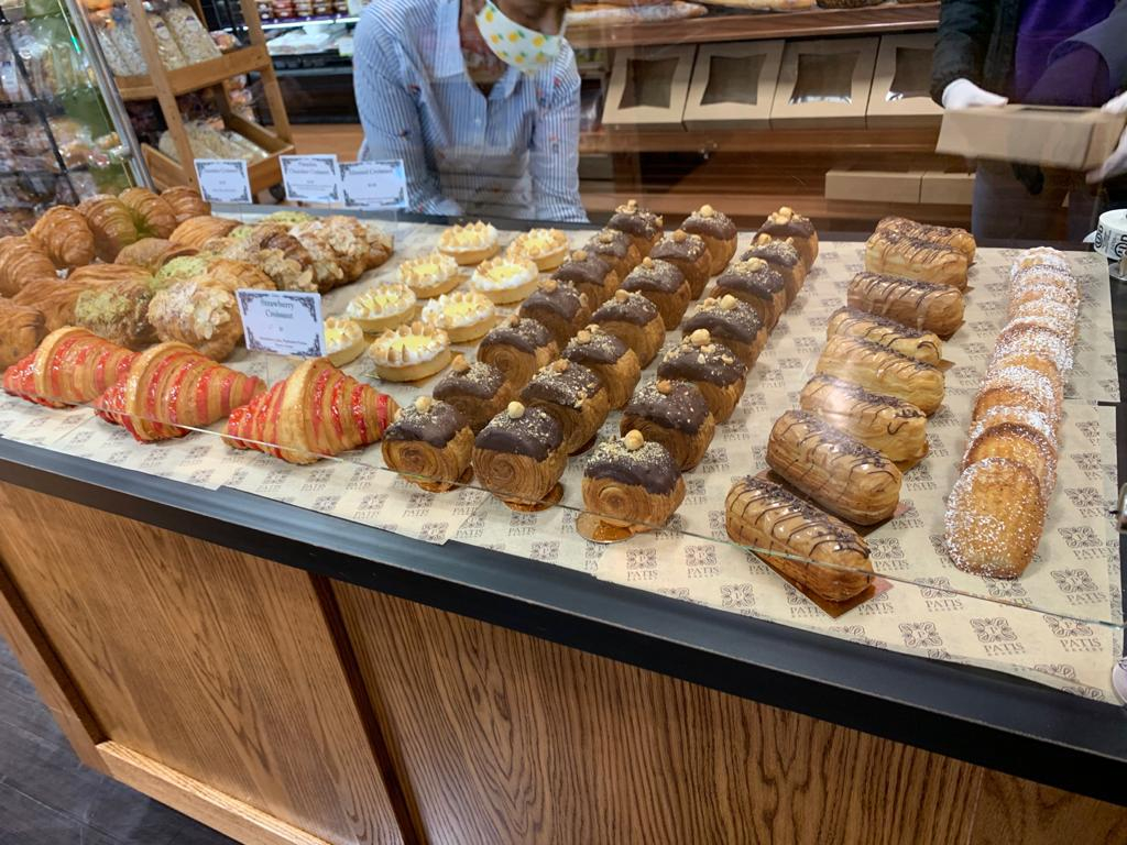 pastries in a display case
