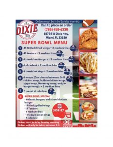 super bowl menu 2021