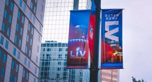 a sign for Superbowl LV