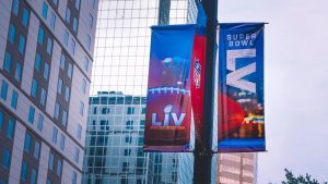a sign for Superbowl LV
