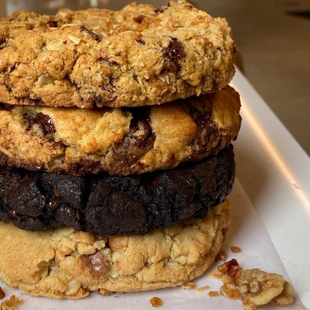 4 large cookies stacked on top of each other