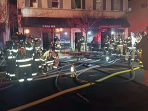 Firefighters at Jerusalem Pizza and China Lee