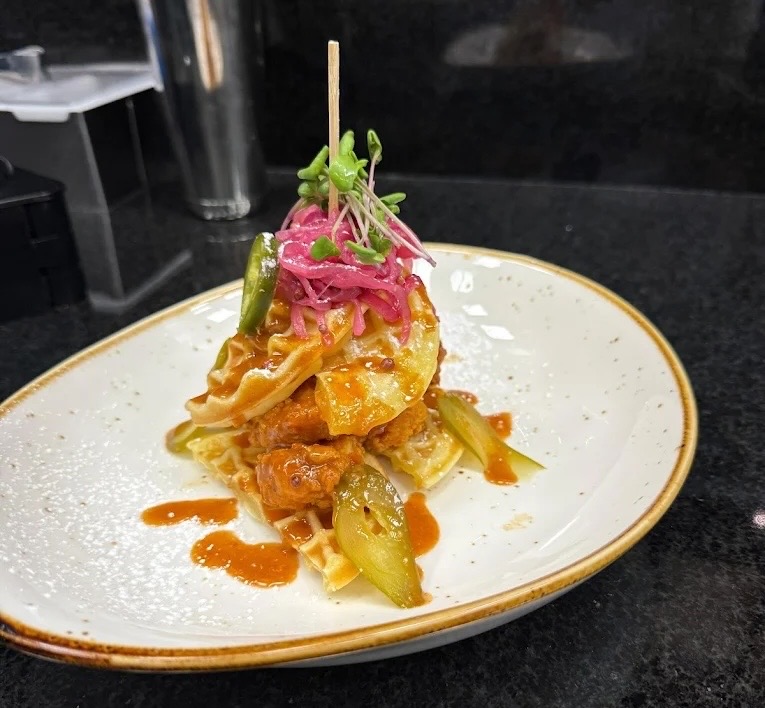 Chicken and waffle at Carve Bistro