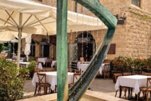 Nevel David Brasserie courtyard at Jerusalem's Kikar HaMusika