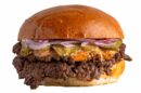 SO Smash double-patty burger at SO WHAT, a kosher burger restaurant in Ra'anana
