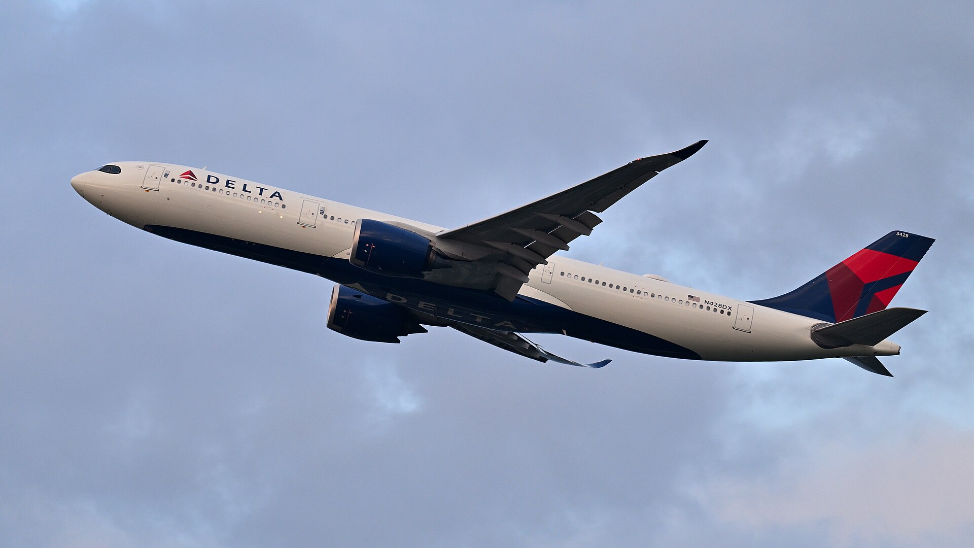 Delta Air Lines Airbus A330-900 climbing after takeoff