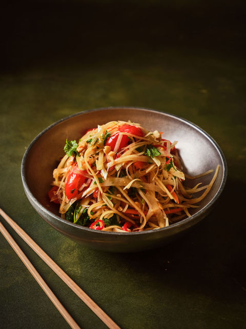 Noodles and vegetables at Miyoka in Jerusalem’s Mamilla