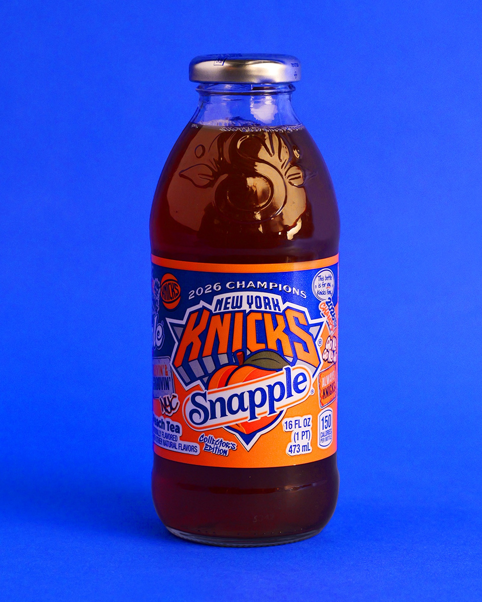 Knicks x Snapple Peach Tea collector's edition glass bottle