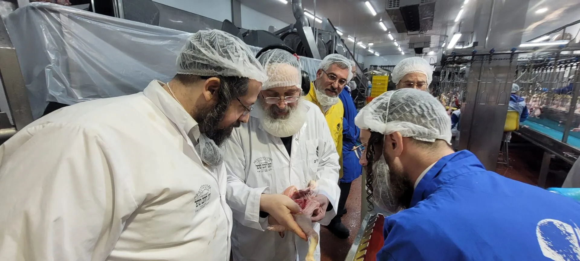 Kashrus supervision on the production line at the Of Yerushalayim slaughterhouse
