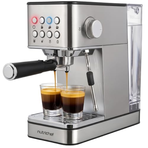 NutriChef 20-Bar Espresso Maker with Milk Frother